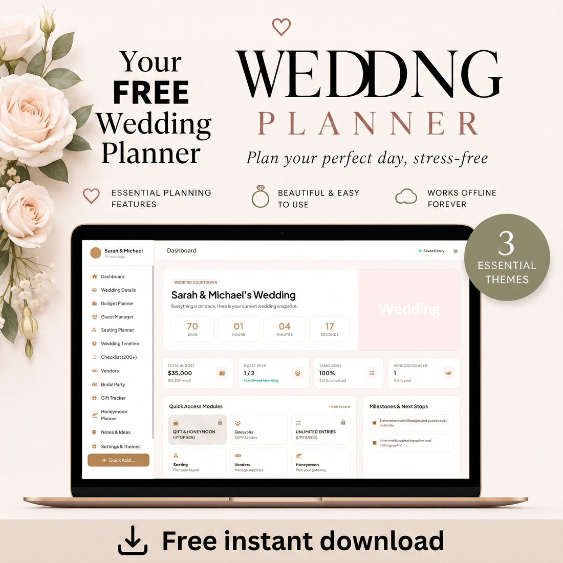 Free Wedding Planner | Say Goodbye to Wedding Planning Overwhelm: Why an Offline Digital Wedding Planner Is Your New Best Friend