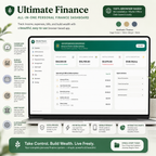 Ultimate Finance Dashboard | All-in-One Digital Budget Planner, Expense Tracker, Net Worth & Bill Manager HTML App