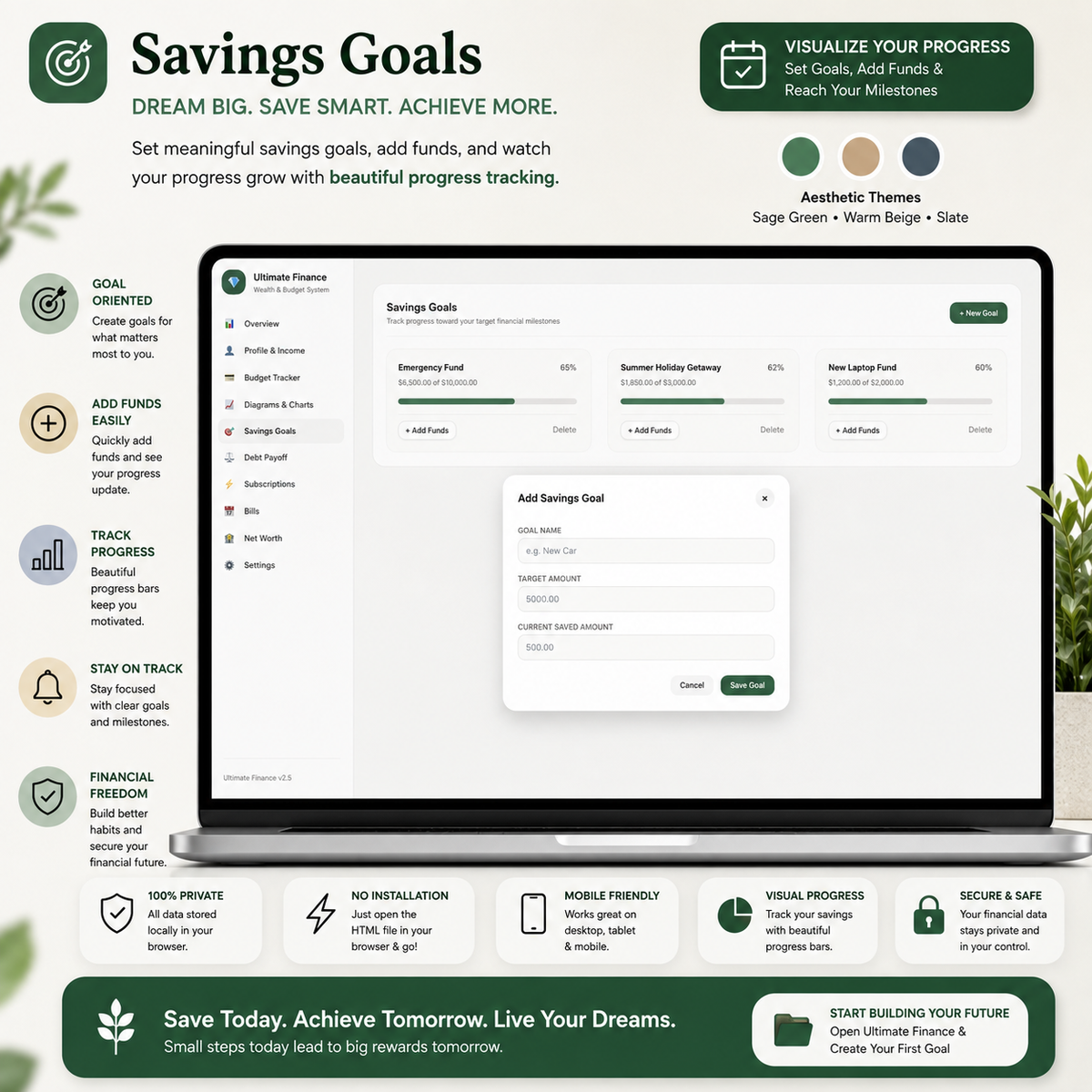 Ultimate Finance Dashboard | All-in-One Digital Budget Planner, Expense Tracker, Net Worth & Bill Manager HTML App