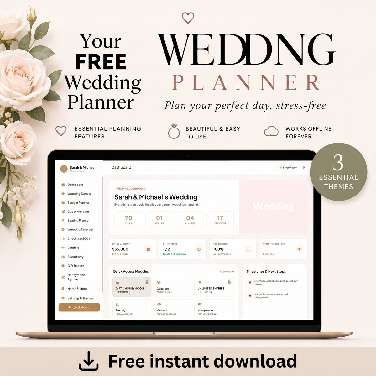 Free Wedding Planner - The All in One Budget Tracker, RSVP Guest List Manager