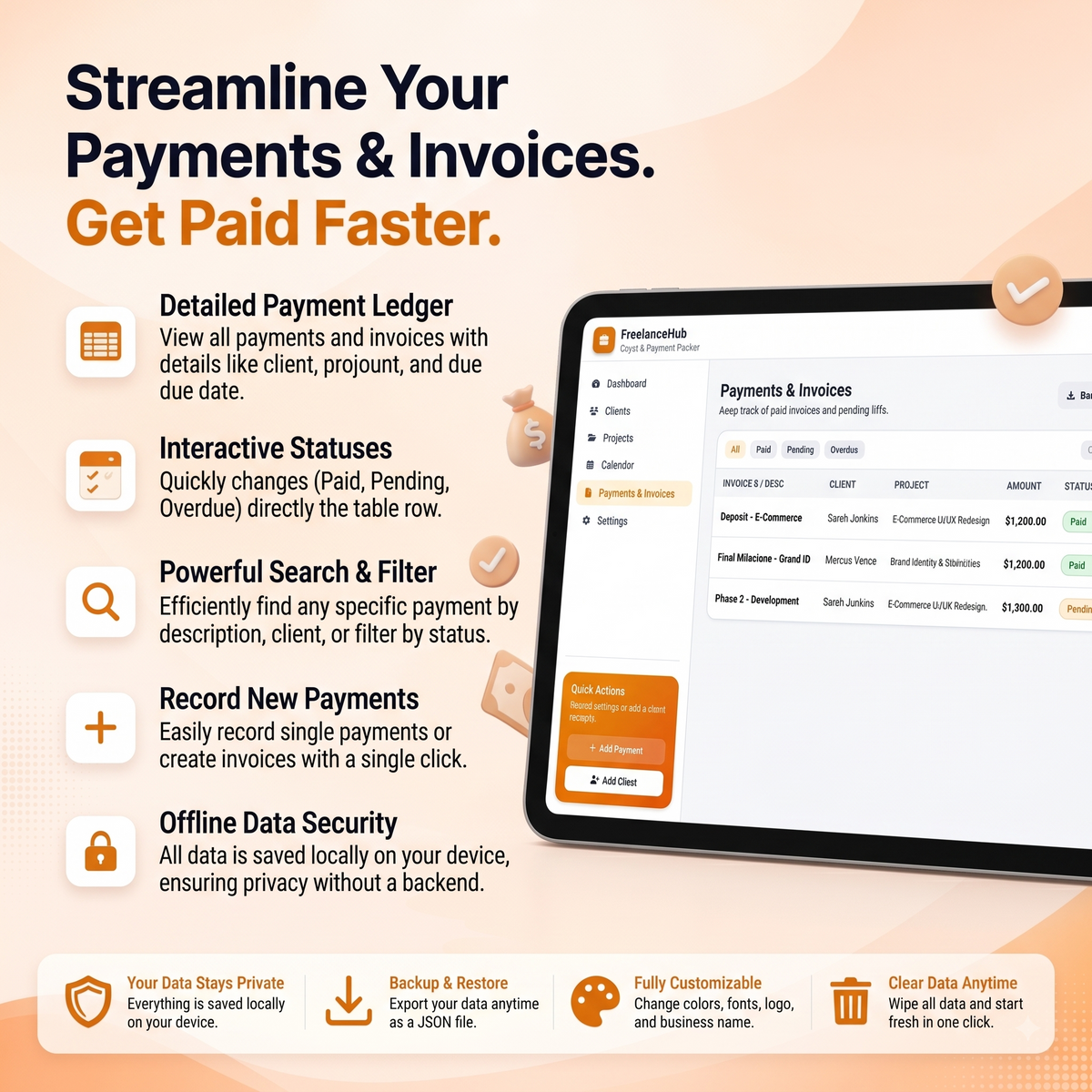 Digital Freelance Finance & Client Tracker - FreelanceHub App