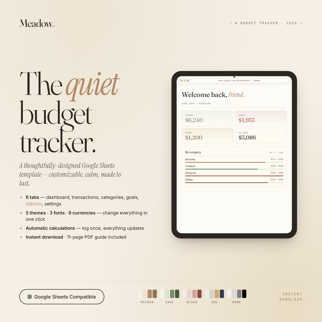 Google Sheets Budget Tracker Template — Meadow