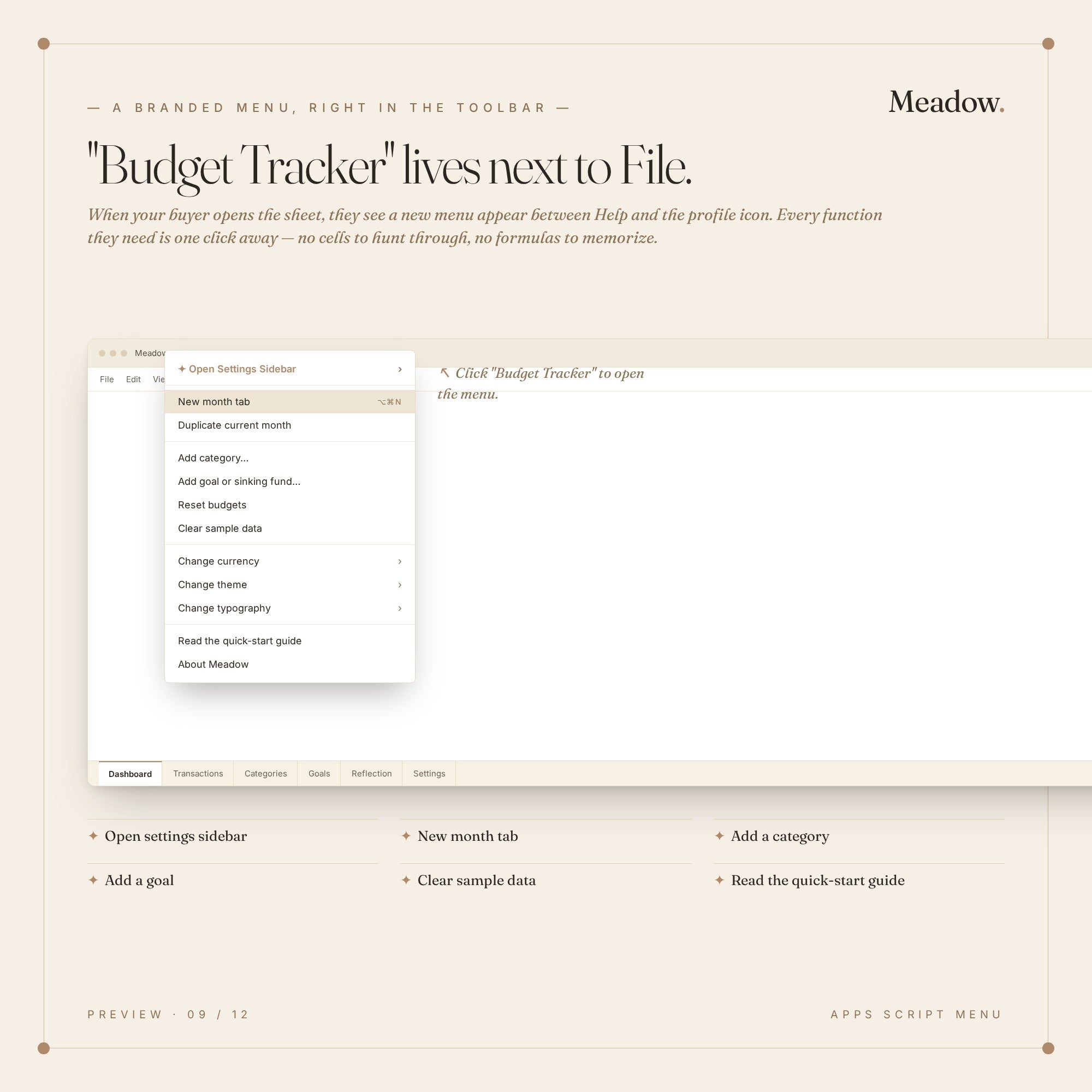 Google Sheets Budget Tracker Template — Meadow