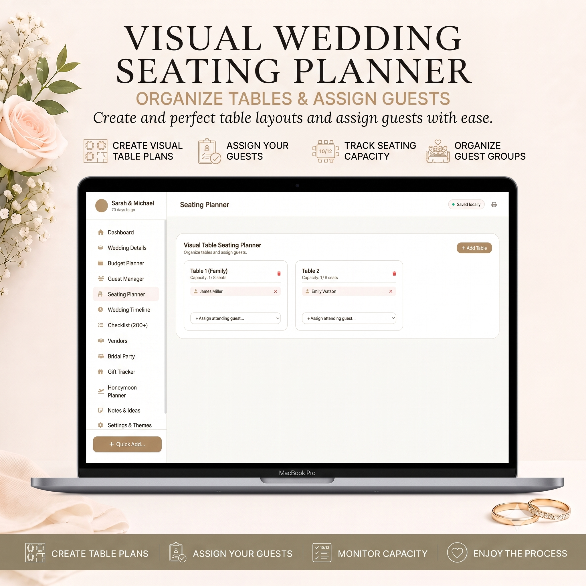 All in One Wedding Planner - Budget Tracker, RSVP Guest List Tracker