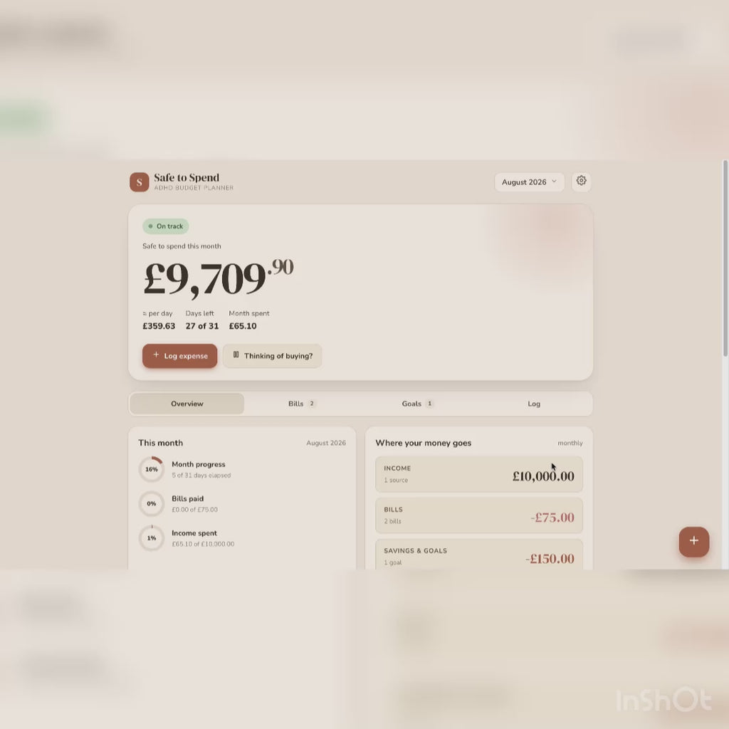 ADHD Budget Planner - Digital Finance Planner App
