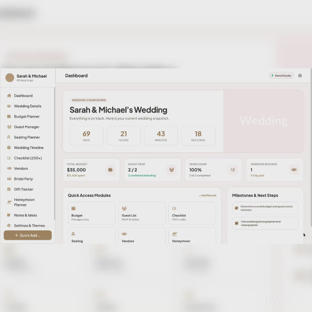 Ultimate Wedding Planner - Budget Tracker, RSVP Guest List Tracker