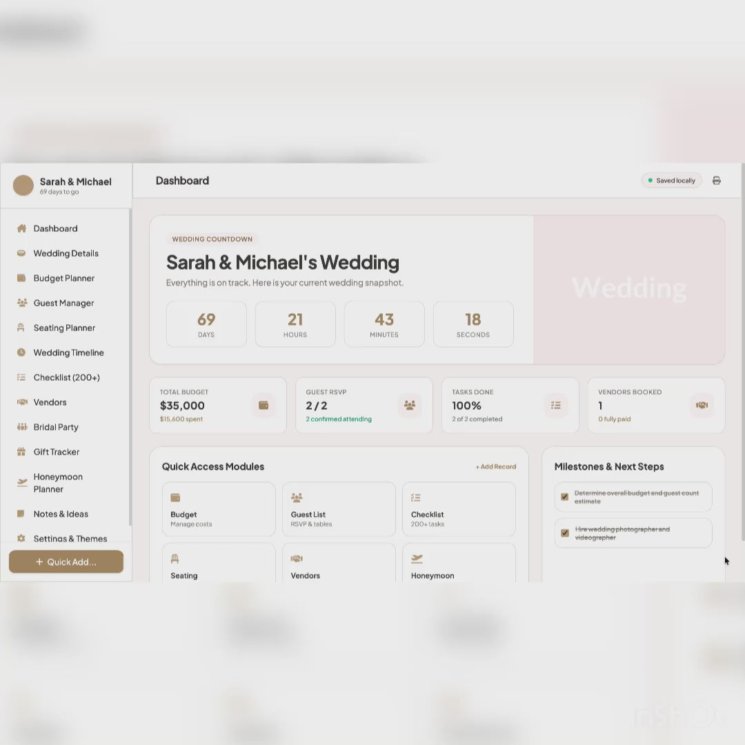 Ultimate Wedding Planner - Budget Tracker, RSVP Guest List Tracker