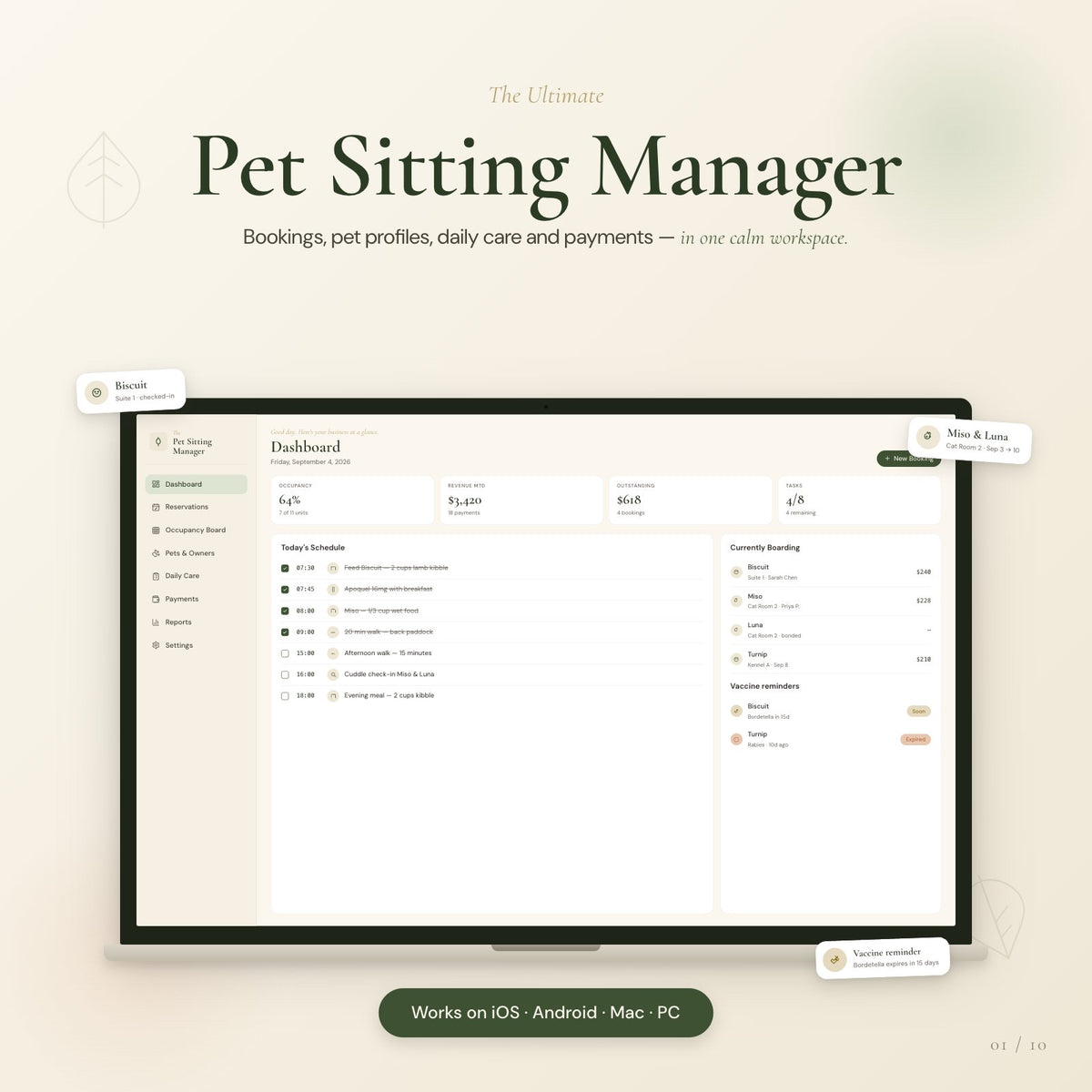 Pet Sitting Business Manager App | Pet Sitter Tracker for Bookings, Pets & Payments