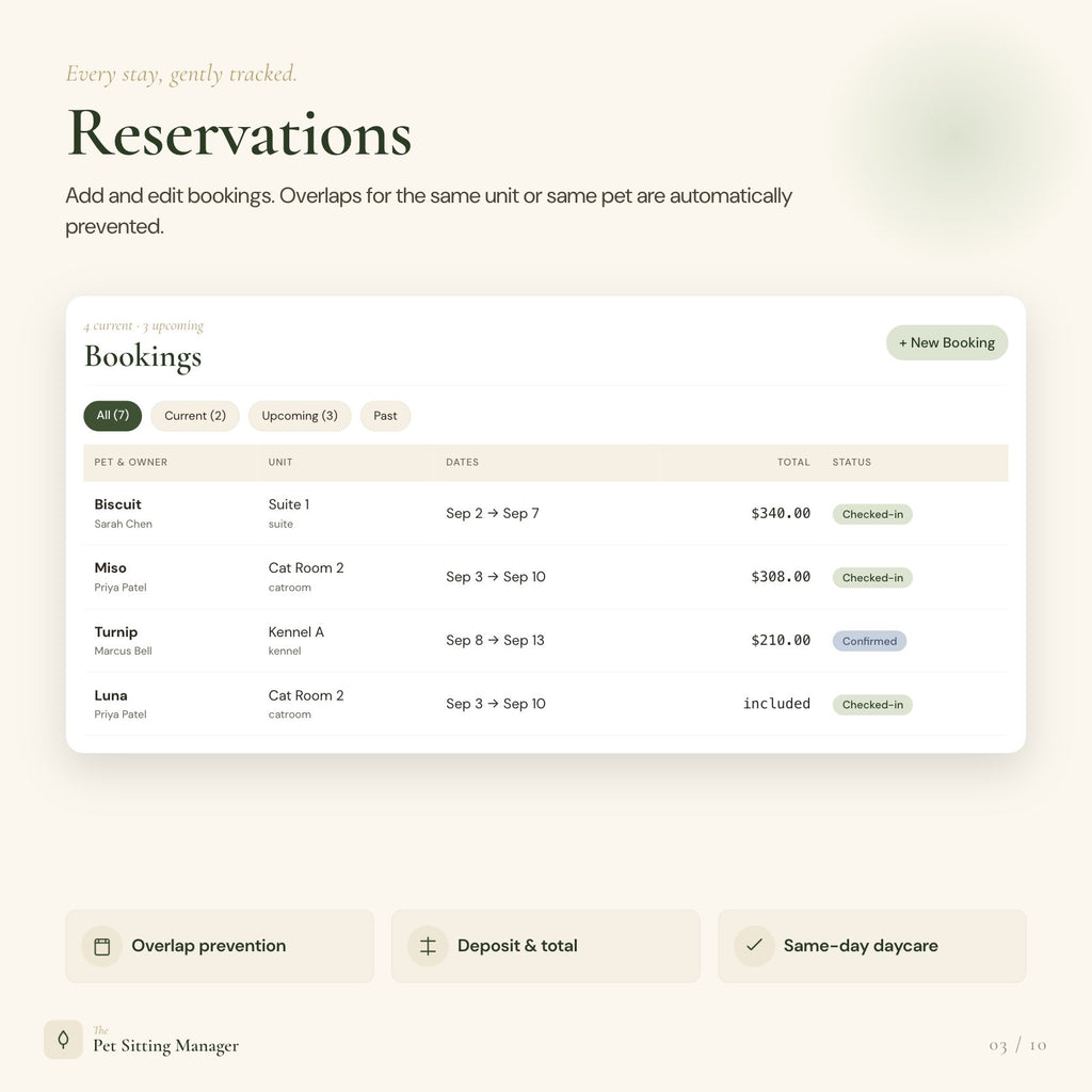 Pet Sitting Business Manager App | Pet Sitter Tracker for Bookings, Pets & Payments